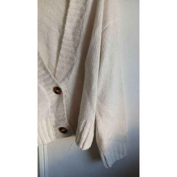Anthropologie womens large soft wool sweater cardigan slouchy cream ivory - Picture 4 of 8